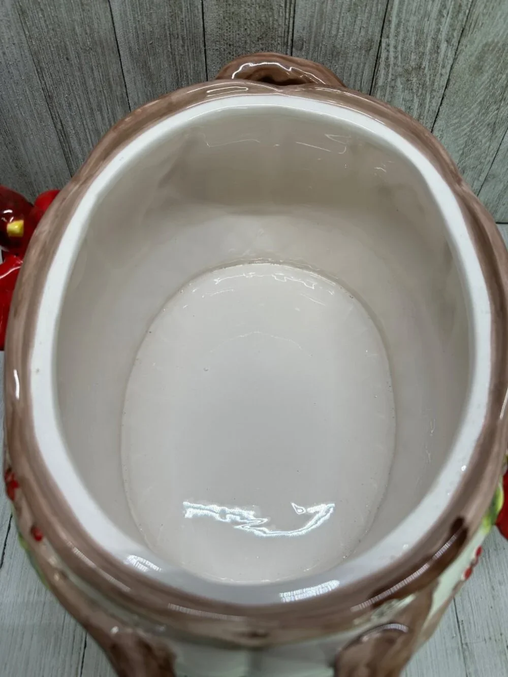 Vtg Cardinal & Berries Holly Serving Bowl Dish Holiday Decor Ceramic 11.5
